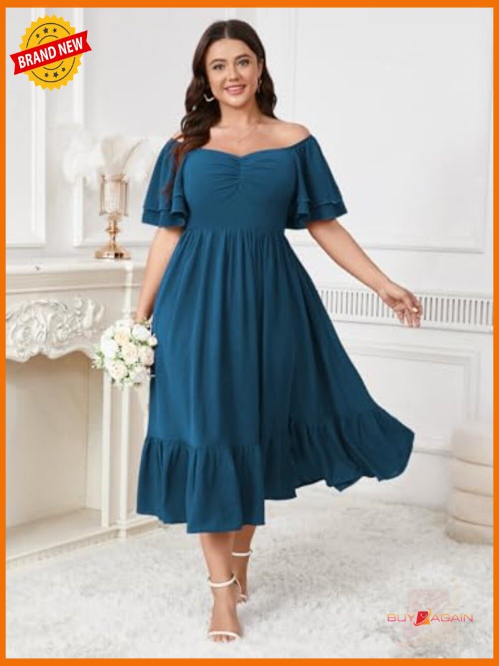 Plus Size Sweetheart Neckline Ruffle Slit Maxi Dress Cocktail Wedding Guest - Picture 5 of 7